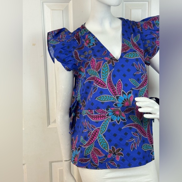 SUGARLIPS Rayanne Indigo Chia Flutter Peplum Top Size XS. E98 - Picture 11 of 14